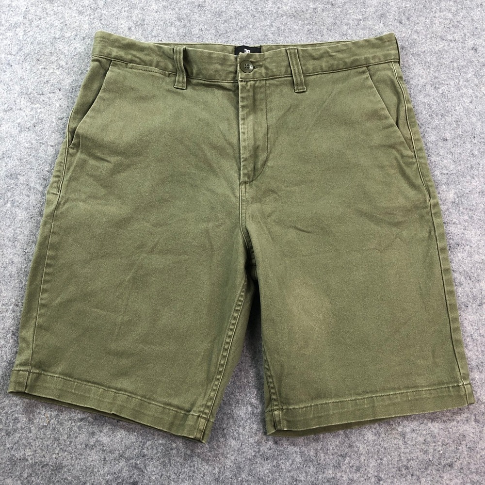 DC Worker Straight 20.5 Mens Chino Shorts 32x9 Olive Green Straight Mid Rise